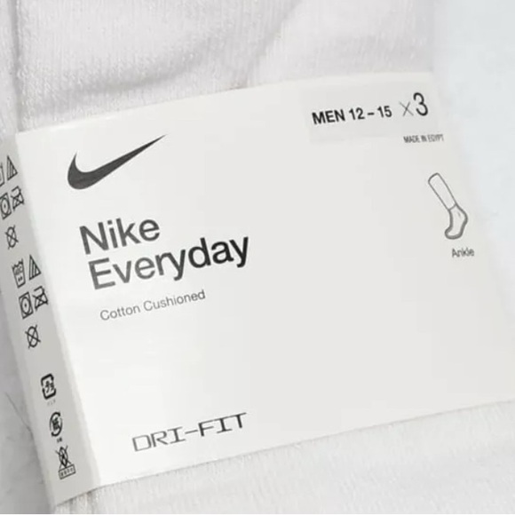 Nike Dri-fit Everyday Cushioned Quarter Cut Ankle socks white 3 pair Pack - Picture 15 of 16